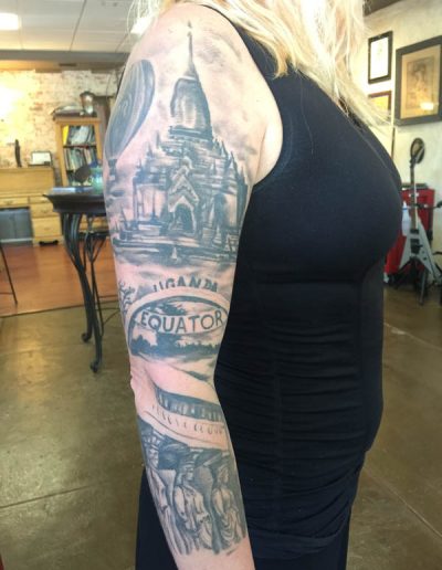Black and grey sleeve, realistic tattoo, tattoo st Augustine