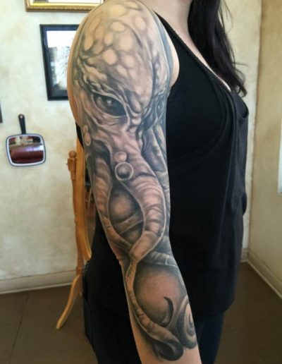 Octopus tattoo , octopus sleeve , black and grey octopus , st Augustine tattoo , Jacksonville tattoo