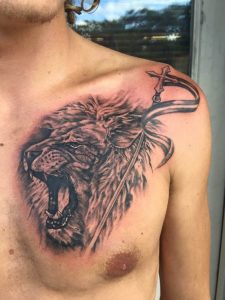 Lion tattoo , lion of Judah , realistic lion tattoo , saint Augustine tattoo artist