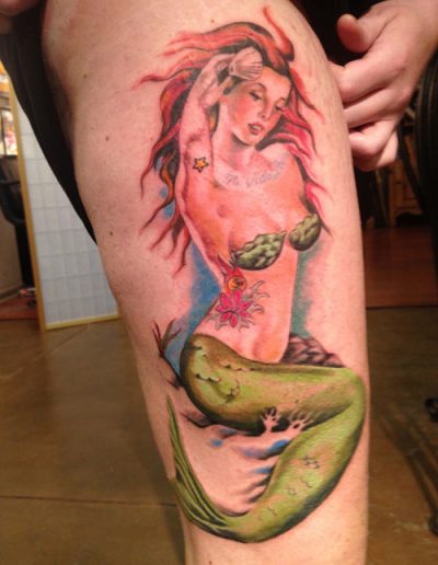 mermaid tattoo , florida mermaid tattoo, st augustine mermaid tattoo , pin up mermaid tattoo