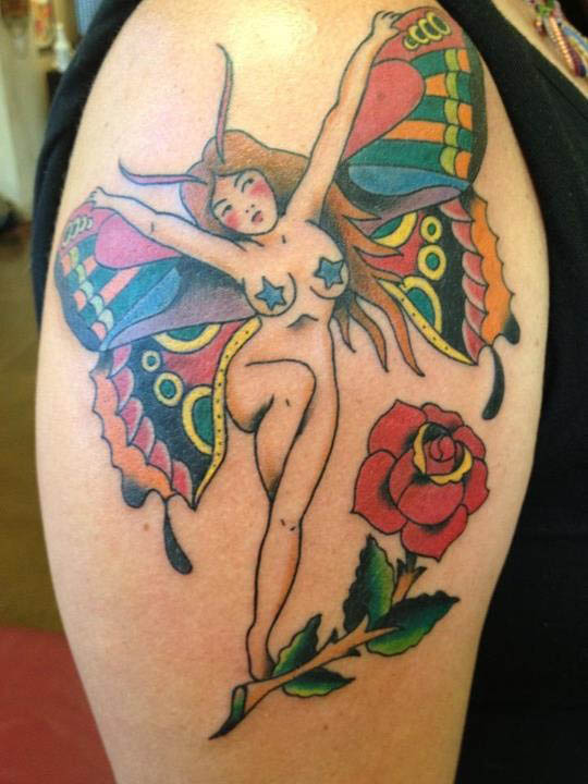 .butterfly lady tattoo , traditional tattoo st augustine , tattoo st augustine . florida tattoo artist