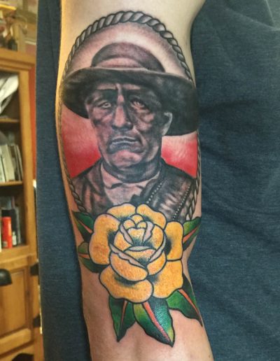 Traditional portrait tattoo, tattoo st Augustine , florida tattoo artist , traditional rose tattoo , Jesse Britten