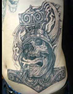 viking tattoo, hammer of thor tattoo , nordic tattoo, st augustine tattoo artist ,florida black and grey tattoo