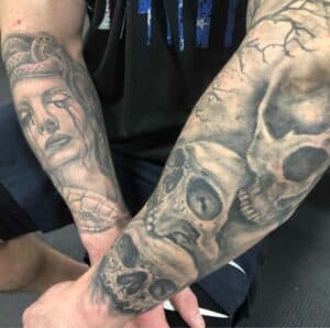 black and grey tattoos , statue tattoo , St Augustine tattoo artist