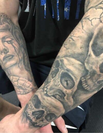 black and grey tattoos , statue tattoo , St Augustine tattoo artist