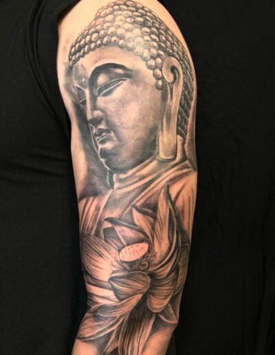 Black and Grey tattoo - Buddha